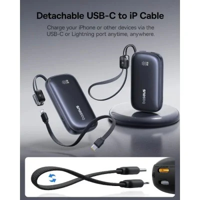 Baseus EnerFill FC21 QPow3 Ultra Digital Display Power Bank with Detachable Cable 10000mAh 45W - Cosmic Black